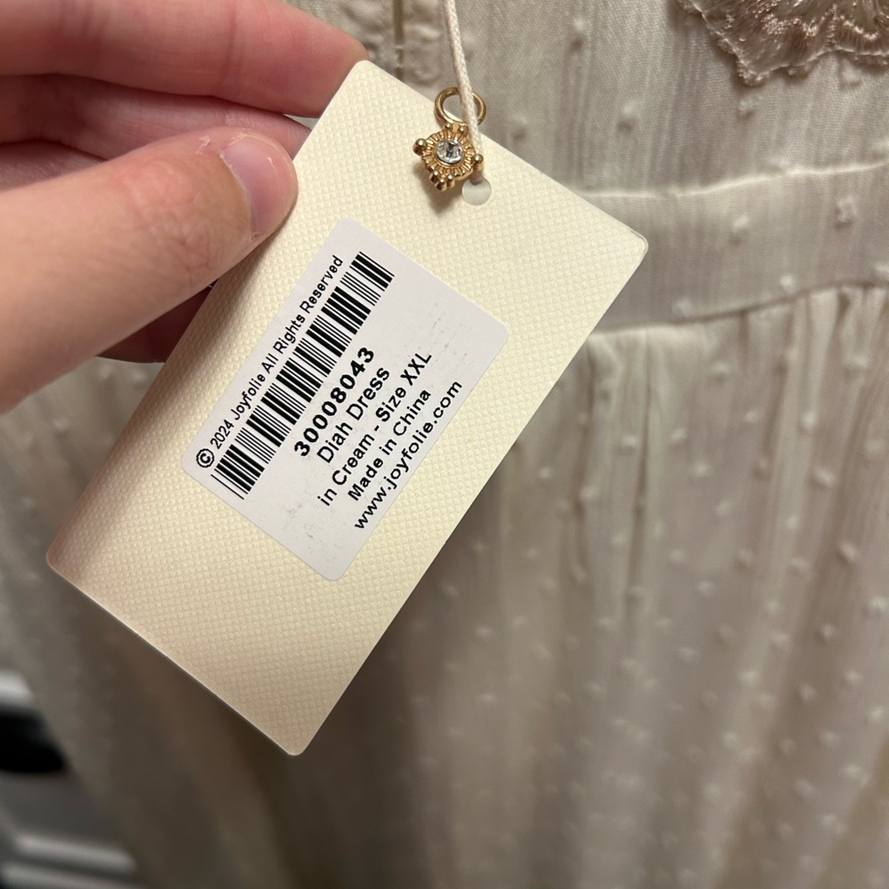 Joyfolie Cream Maxi Dress with Floral Accents - Picture 8 of 8